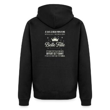 Beau Papa Merveilleuse Belle Fille Drôle - Veste à capuche bio Premium Unisexe - noir - Dos - Nico (187cm)