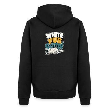 Cadeau de la maman du chien berger allemand blanc, Glit de fourrure blanche - Veste à capuche bio Premium Unisexe - noir - Dos - Nico (187cm)