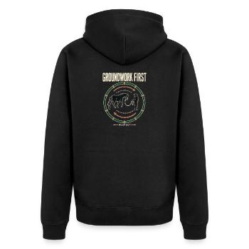 Horse Trainer Groundwork First Round Pen Diagram - Unisex Premium Organic Zip Hoodie - black - Back - Nico (187cm)