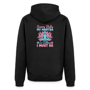Le mantra du yoga m’appelle Je dois faire du yoga drôle - Veste à capuche bio Premium Unisexe - noir - Dos - Nico (187cm)
