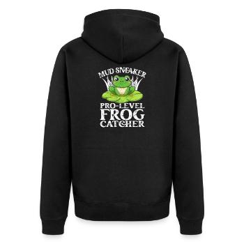 Frog Catcher Mud Sneaker Pro Level Frog - Unisex Premium Bio Zip Hoodie - Schwarz - Hinten - Nico (187cm)