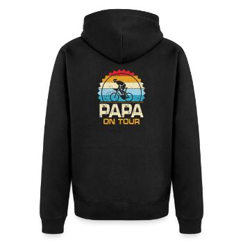Papa On Tour - Unisex Premium Bio Zip Hoodie - Schwarz - Hinten - Nico (187cm)