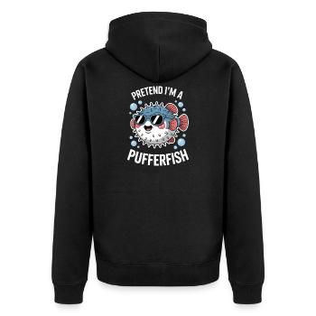 Kugelfische Sprüche Lustiges Kugelfische Geschenk  - Unisex Premium Bio Zip Hoodie - Schwarz - Hinten - Nico (187cm)