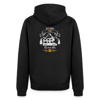 Real Men Drive RV - Unisex Premium Bio Zip Hoodie - Schwarz - Hinten - Nico (187cm)