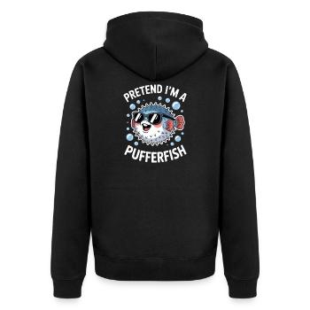 Kugelfische Sprüche Lustiges Kugelfische Geschenk  - Unisex Premium Bio Zip Hoodie - Schwarz - Hinten - Nico (187cm)
