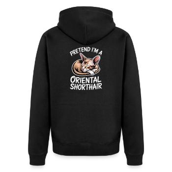 Orientalisch Kurzhaar Geschenk Katzen Sprüche - Unisex Premium Bio Zip Hoodie - Schwarz - Hinten - Nico (187cm)