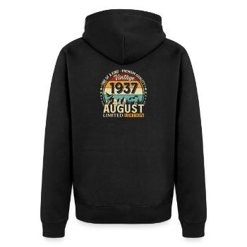89th Birthday Gift Husband Original 1937 August - Unisex Premium Organic Zip Hoodie - black - Back - Nico (187cm)