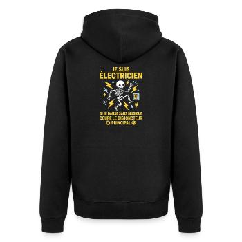 Squelette Électricien Danse Sans Musique - Veste à capuche bio Premium Unisexe - noir - Dos - Nico (187cm)