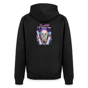Ich Bin Nicht 40, Ich Habe 30. Geburtstag - Unisex Premium Bio Zip Hoodie - Schwarz - Hinten - Nico (187cm)
