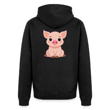 Petit cochon mignon - Veste à capuche bio Premium Unisexe - noir - Dos - Nico (187cm)