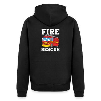 Feuerwehrmann Kind - Unisex Premium Bio Zip Hoodie - Schwarz - Hinten - Nico (187cm)