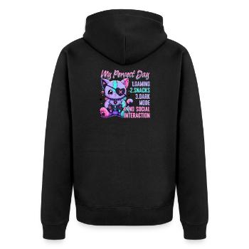 Pastel Goth Soft Goth Gaming Gamer - Unisex Premium Bio Zip Hoodie - Schwarz - Hinten - Nico (187cm)