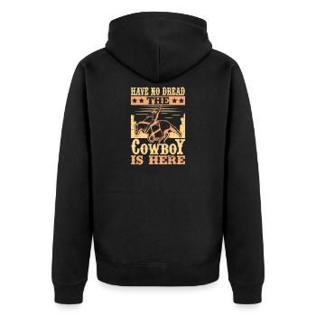 Western Rider No Dread The Cowboy Is Here Cowgirls - Unisex Premium Bio Zip Hoodie - Schwarz - Hinten - Nico (187cm)