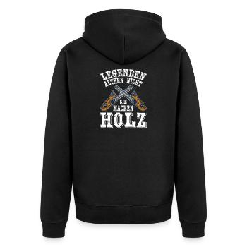 Kettensägen Legende - Unisex Premium Bio Zip Hoodie - Schwarz - Hinten - Nico (187cm)