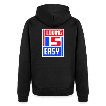 Loving Is Easy Inspirierend Romantisch Spruch Logo - Unisex Premium Bio Zip Hoodie - Schwarz - Hinten - Nico (187cm)