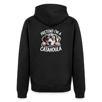 Louisiana Catahoula Leopard Dog Spruch Geschenk - Unisex Premium Bio Zip Hoodie - Schwarz - Hinten - Nico (187cm)