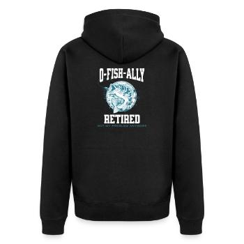 Ofishally Zurückgezogenes Wortspiel - Unisex Premium Bio Zip Hoodie - Schwarz - Hinten - Nico (187cm)