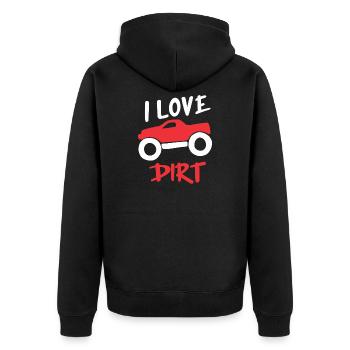 I Love Dirt Offroad Truck Design - Unisex Premium Bio Zip Hoodie - Schwarz - Hinten - Nico (187cm)