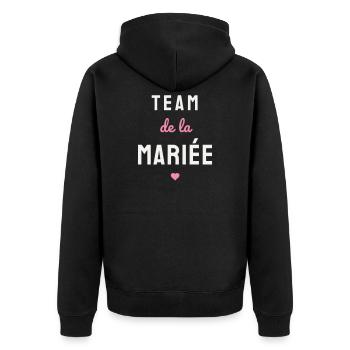 Team de la Mariée EVJF Coeur Mariage Fête Copines - Unisex Premium Bio Zip Hoodie - Schwarz - Hinten - Nico (187cm)