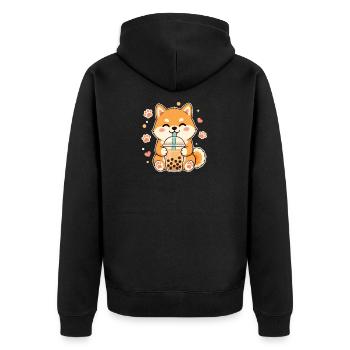 Shiba Inu Bulle Kawaii Doge mignon - Veste à capuche bio Premium Unisexe - noir - Dos - Nico (187cm)