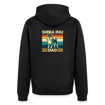 Shiba Inu Vater Japanischer Doge Besitzer - Unisex Premium Bio Zip Hoodie - Schwarz - Hinten - Nico (187cm)