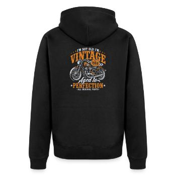 1966 Jahrgang Vintage Motorrad Geburtstag Geschenk - Unisex Premium Bio Zip Hoodie - Schwarz - Hinten - Nico (187cm)