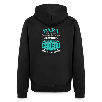 Papa Humour Meilleur Cadeau Enfants Fête Des Pères - Veste à capuche bio Premium Unisexe - noir - Dos - Nico (187cm)