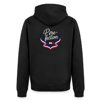 Vater-Fection Französischer Vatertag - Unisex Premium Bio Zip Hoodie - Schwarz - Hinten - Nico (187cm)