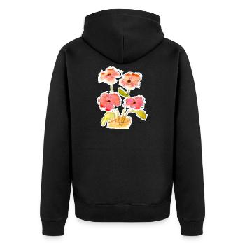 Bouquet de fleurs aquarellé - Veste à capuche bio Premium Unisexe - noir - Dos - Nico (187cm)