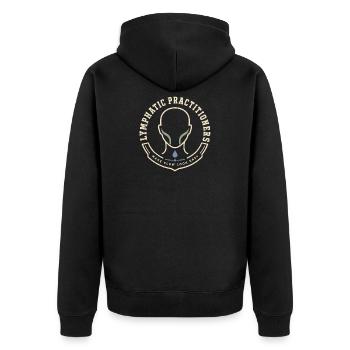 Lymphsystem Lymphdrainage Wellness Geschenk - Unisex Premium Bio Zip Hoodie - Schwarz - Hinten - Nico (187cm)