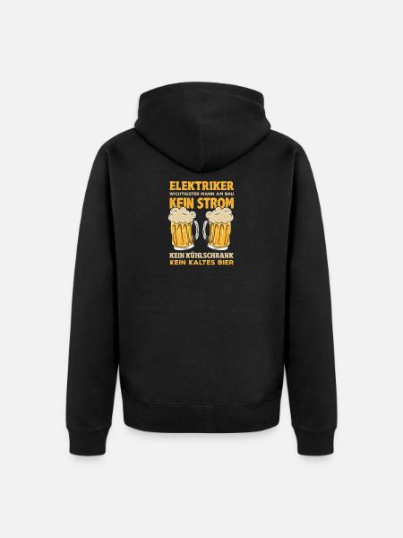 Elektriker Kein Strom Kein Bier - Unisex Premium Bio Zip Hoodie - Schwarz