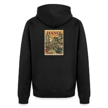 Coucher de soleil à Hanoï Vietnam - Veste à capuche bio Premium Unisexe - noir - Dos - Nico (187cm)