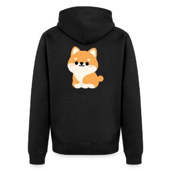 Shiba Inu - Unisex Premium Organic Zip Hoodie - black - Back - Nico (187cm)