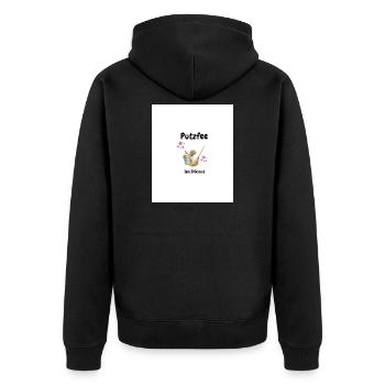 Putzfee  - Unisex Premium Bio Zip Hoodie - Schwarz - Hinten - Nico (187cm)