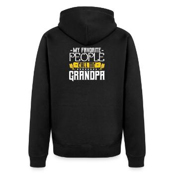 Appelle-moi grand-père Banner - Veste à capuche bio Premium Unisexe - noir - Dos - Nico (187cm)