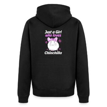 Chinchilla - Unisex Premium Bio Zip Hoodie - Schwarz - Hinten - Nico (187cm)