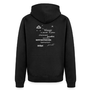 Waage_Sternzeichen - Unisex Premium Bio Zip Hoodie - Schwarz - Hinten - Nico (187cm)