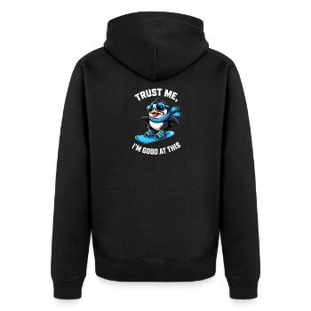 Penguin sur le discours des sports d’hiver sur le snowboard - Veste à capuche bio Premium Unisexe - noir - Dos - Nico (187cm)