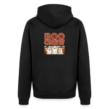 Ghost Halloween – Boo Crew - Unisex Premium Organic Zip Hoodie - black - Back - Nico (187cm)