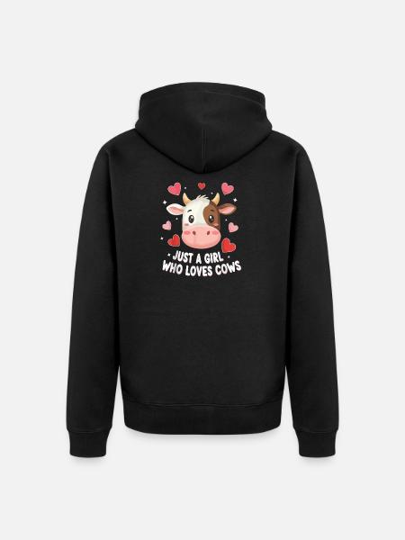 Kuhliebe: Ein Mädchen liebt Kühe - Unisex Premium Bio Zip Hoodie - Schwarz