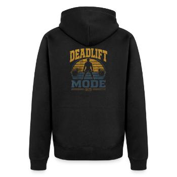 Kreuzheben-Modus 24/7 Powerlifting Gym Motivation - Unisex Premium Bio Zip Hoodie - Schwarz - Hinten - Nico (187cm)