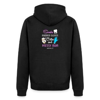 Zahnarzt - Unisex Premium Bio Zip Hoodie - Schwarz - Hinten - Nico (187cm)