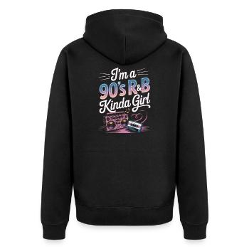 Ich bin ein 90er-Jahre-R&B-Mädchen-Retro-Mädchen - Unisex Premium Bio Zip Hoodie - Schwarz - Hinten - Nico (187cm)