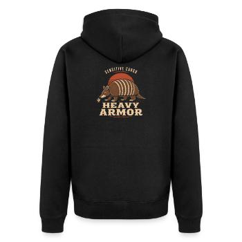 Gürteltier Lustiges Gürteltier Texas - Unisex Premium Bio Zip Hoodie - Schwarz - Hinten - Nico (187cm)