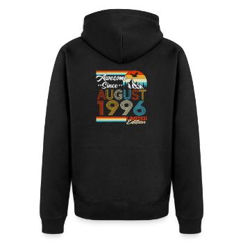 August 1996 Vintage Retro Geburtstag Geschenk  - Unisex Premium Bio Zip Hoodie - Schwarz - Hinten - Nico (187cm)