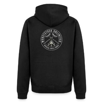 Wurststock Grill - Unisex Premium Bio Zip Hoodie - Schwarz - Hinten - Nico (187cm)
