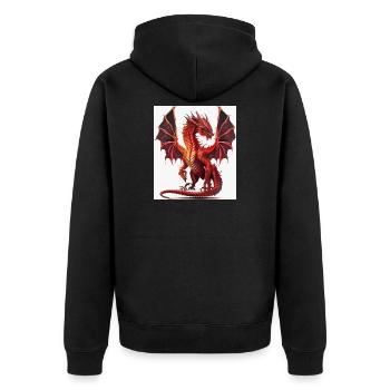 Feuerroter Drachen-Aquarell - Unisex Premium Bio Zip Hoodie - Schwarz - Hinten - Nico (187cm)