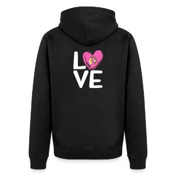 Deaf Deaf Deaf Sign Language - Unisex Premium Organic Zip Hoodie - black - Back - Nico (187cm)