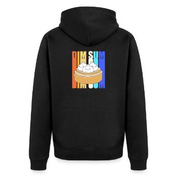 Dim Sum - Unisex Premium Bio Zip Hoodie - Schwarz - Hinten - Nico (187cm)