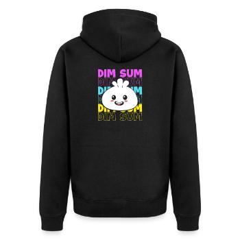 Dim Sum - Unisex Premium Bio Zip Hoodie - Schwarz - Hinten - Nico (187cm)